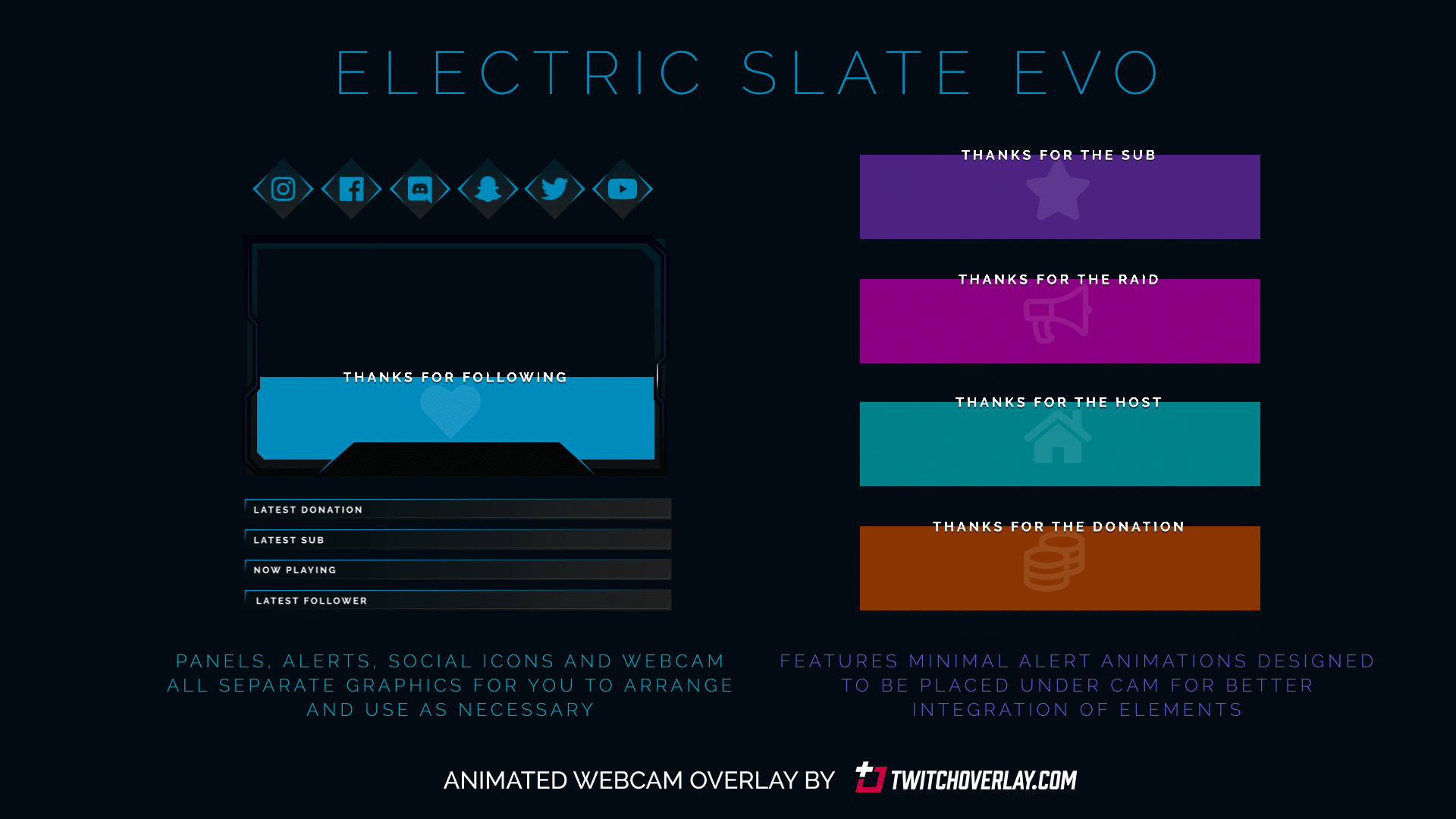Electric Slate Evo - Animated Blue Webcam Overlay