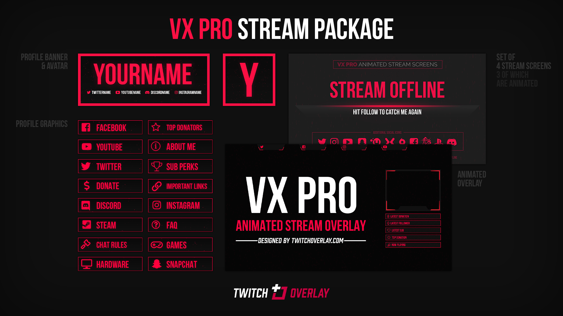 VX Pro Red - Animated Red Stream Package