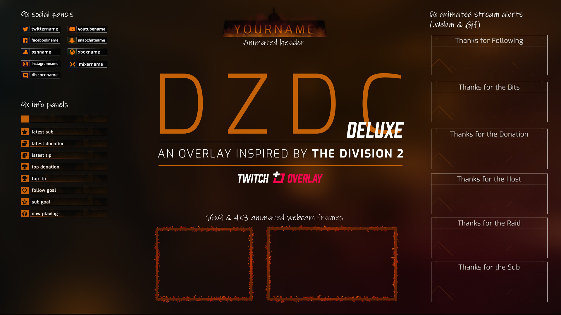 DZDC Deluxe - The Division 2 Twitch Overlay