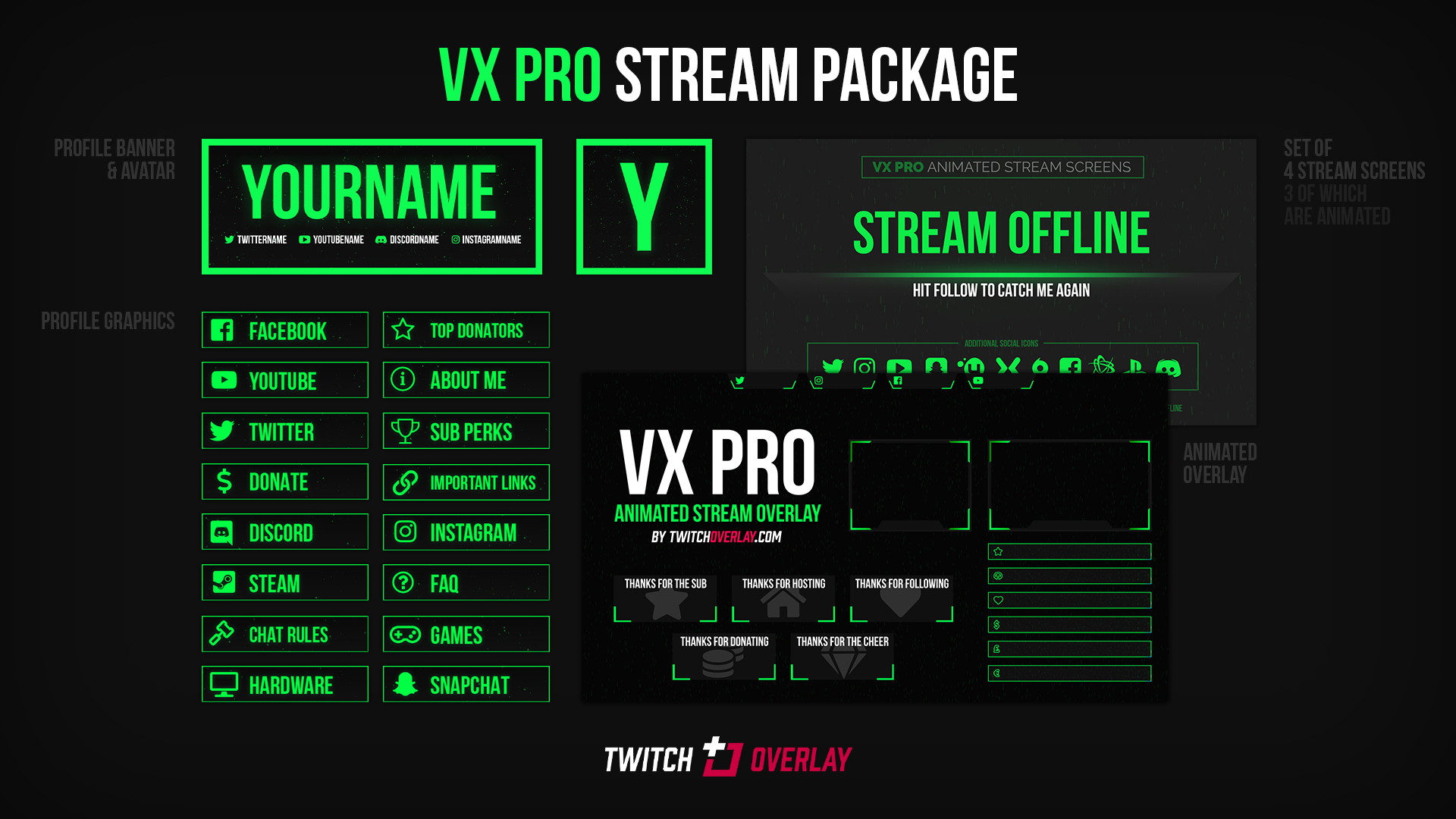 VX Pro Green - Animated Stream Package
