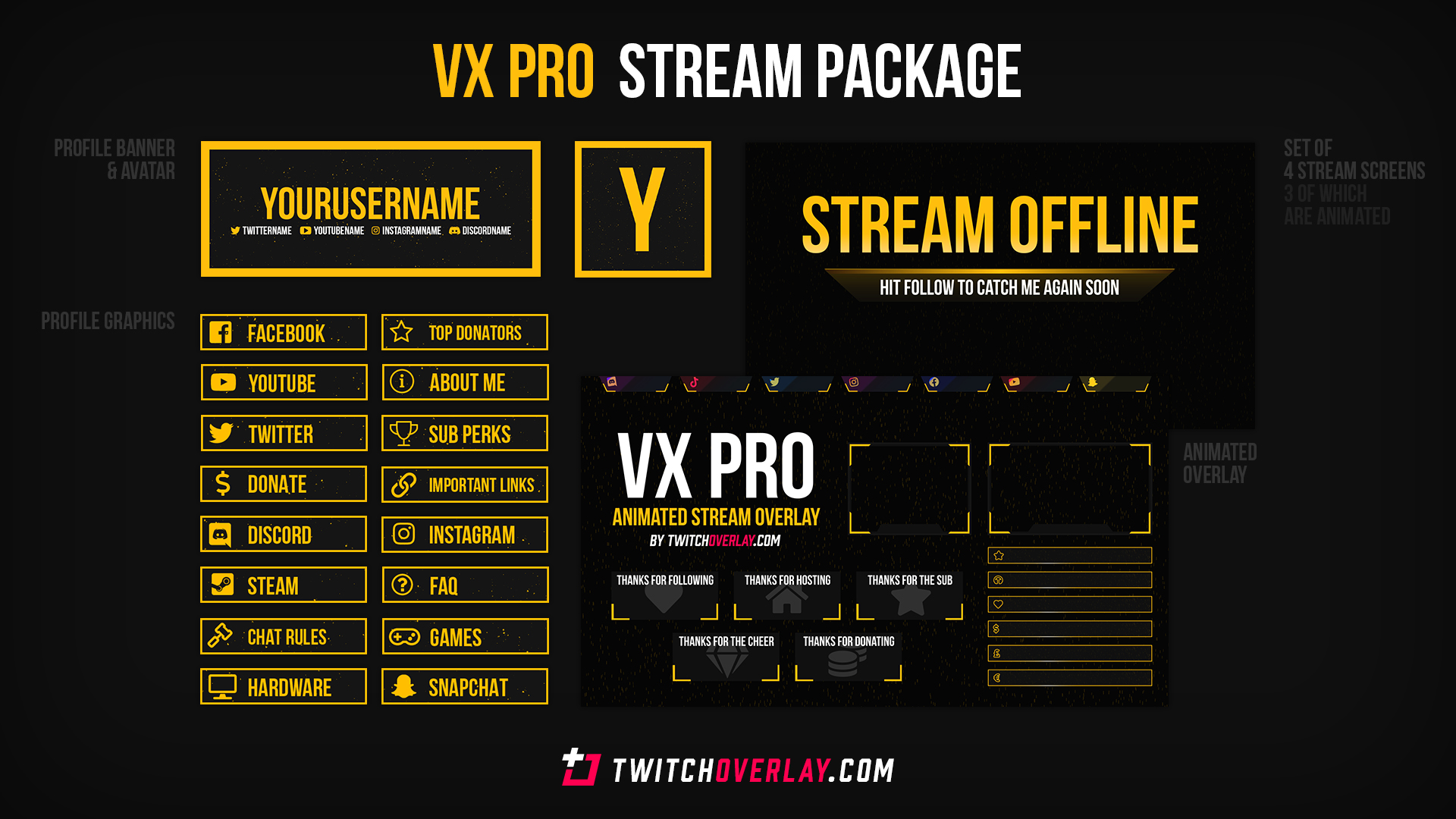 VX Pro Yellow - Animated Yellow Stream Package