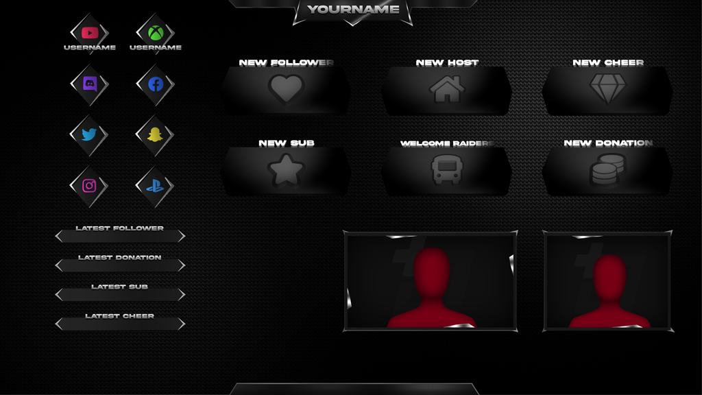 Carbon - Grey Twitch Overlay