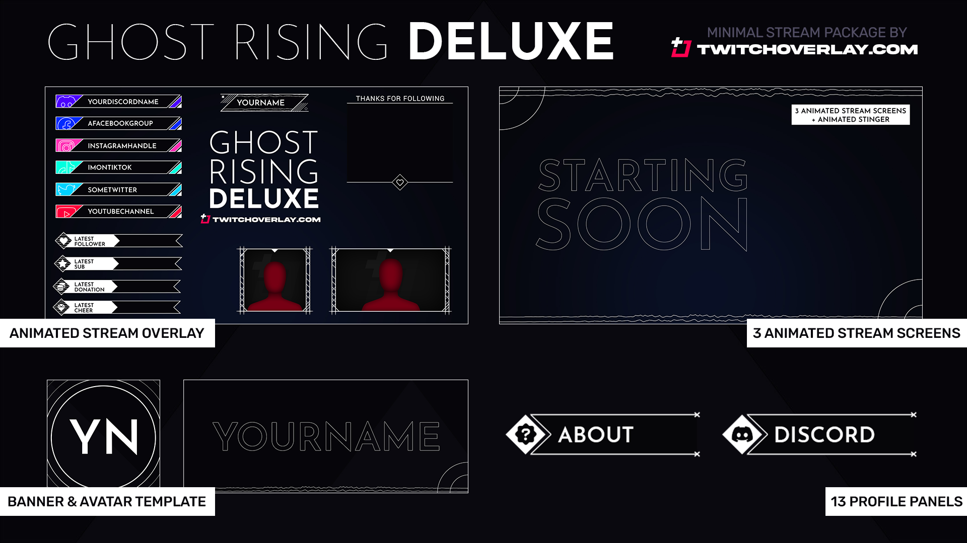 Ghost Rising Deluxe - Minimal Twitch Overlay Package