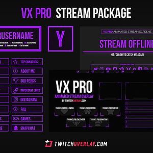 VX Pro - Animated Purple Stream Package for Twitch & OBS