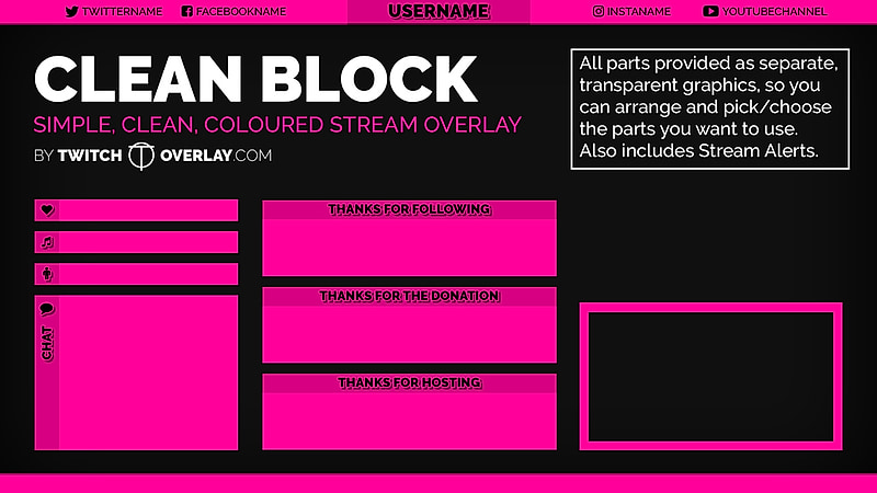 Clean Block Twitch overlay preview