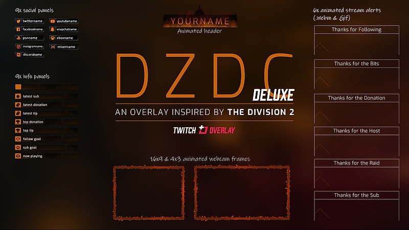 Dark Twitch overlay preview
