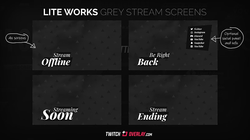 Lite Works - Free Grey Streaming Soon & BRB Screens