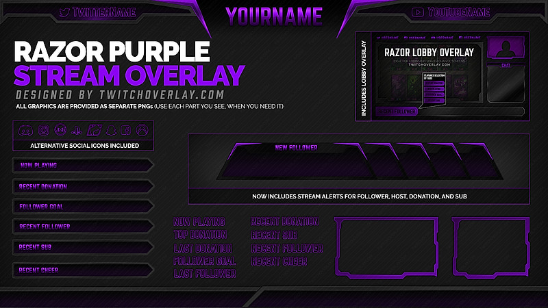 Black Twitch overlay preview