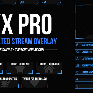 VX Pro Blue - Animated Blue Twitch Overlay