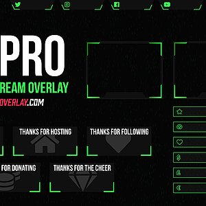 VX Pro - Animated Green Twitch Overlay