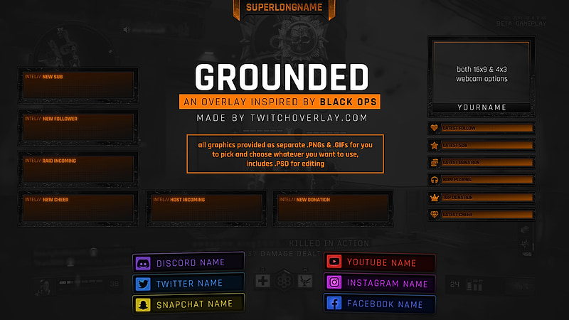 Orange Twitch overlay preview